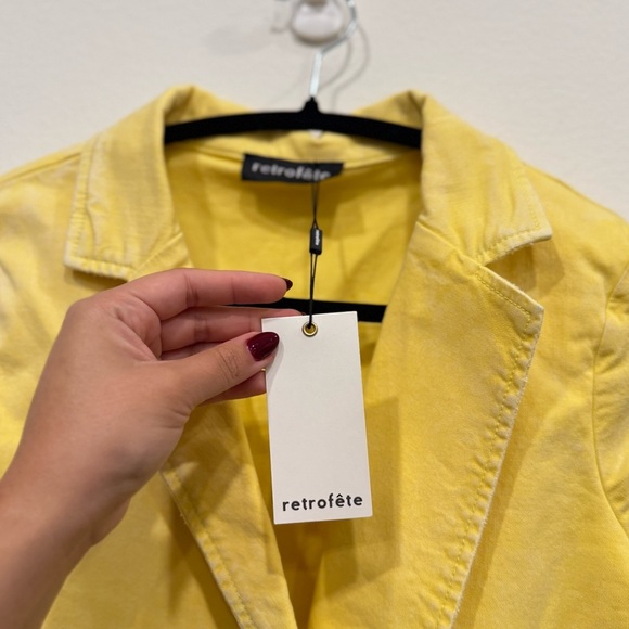 NWT Retrofete Willa Ruched Denim Mini Dress - Yellow - Picture 7 of 7